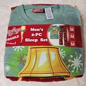 A Christmas Story 2pc Mens Sleep Set Fragile Shirt Fleece Bottoms Sz Medium New